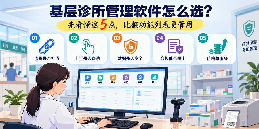 基层诊所管理软件怎么选?先看懂这5点，比翻功能列表更管用